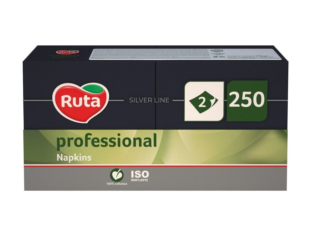 Серветки Ruta Professional 2 шари, 250 листів, чорні VM-103-017 фото