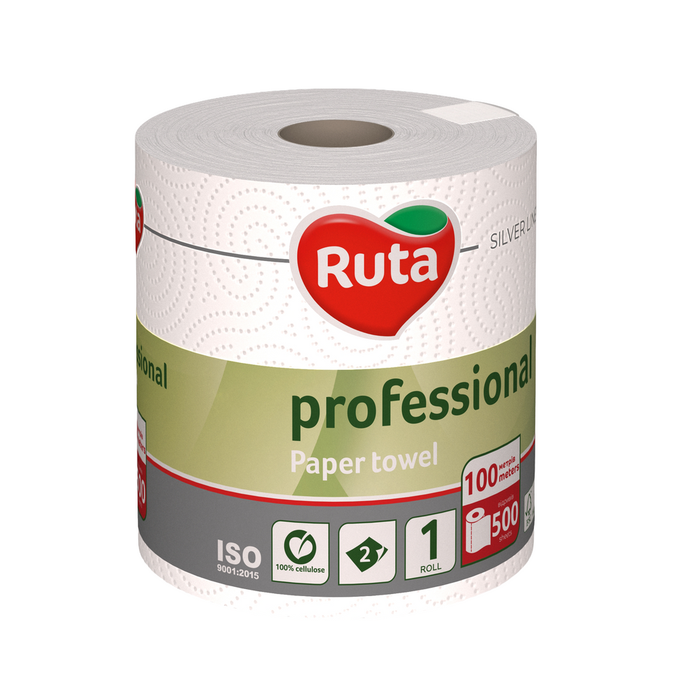 Паперовий рушник Ruta Professional 2 шари, 100 м, 1 рулон, білий VM-101-004 фото