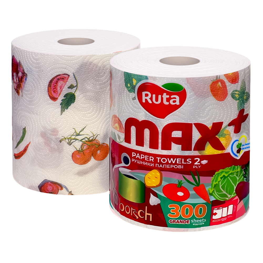 Паперові рушники Ruta Max Plus 2 шари, 1 рулон, білі VM-101-013 фото