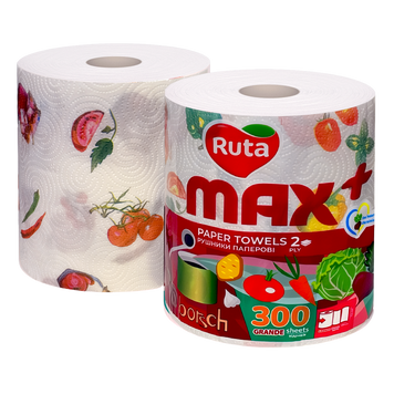 Паперові рушники Ruta Max Plus 2 шари, 1 рулон, білі VM-101-013 фото