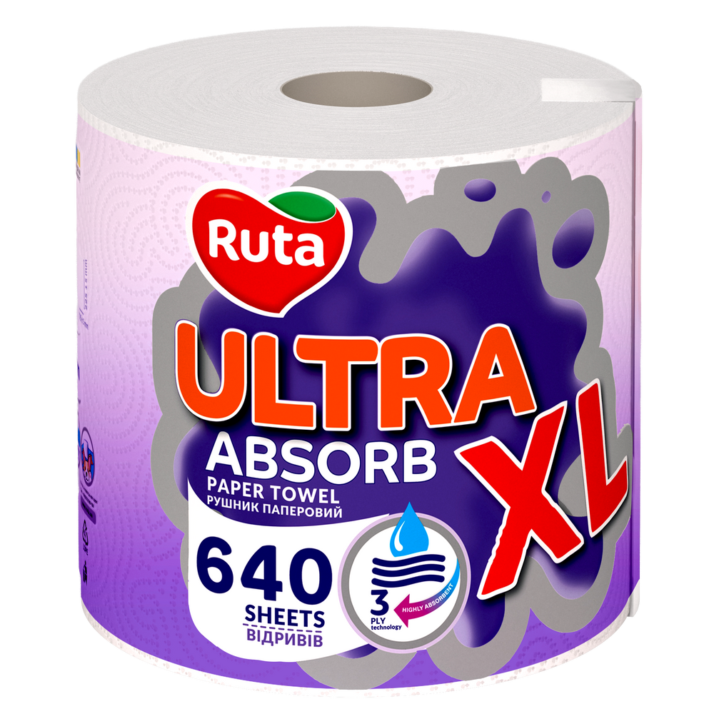 Паперовий рушник Ruta Ultra XL 3 шари, 1 рулон, білий VM-101-017 фото