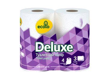 Туалетний папір Ecolo Deluxe 3 шари, 4 рулони, білий VM-102-008 фото