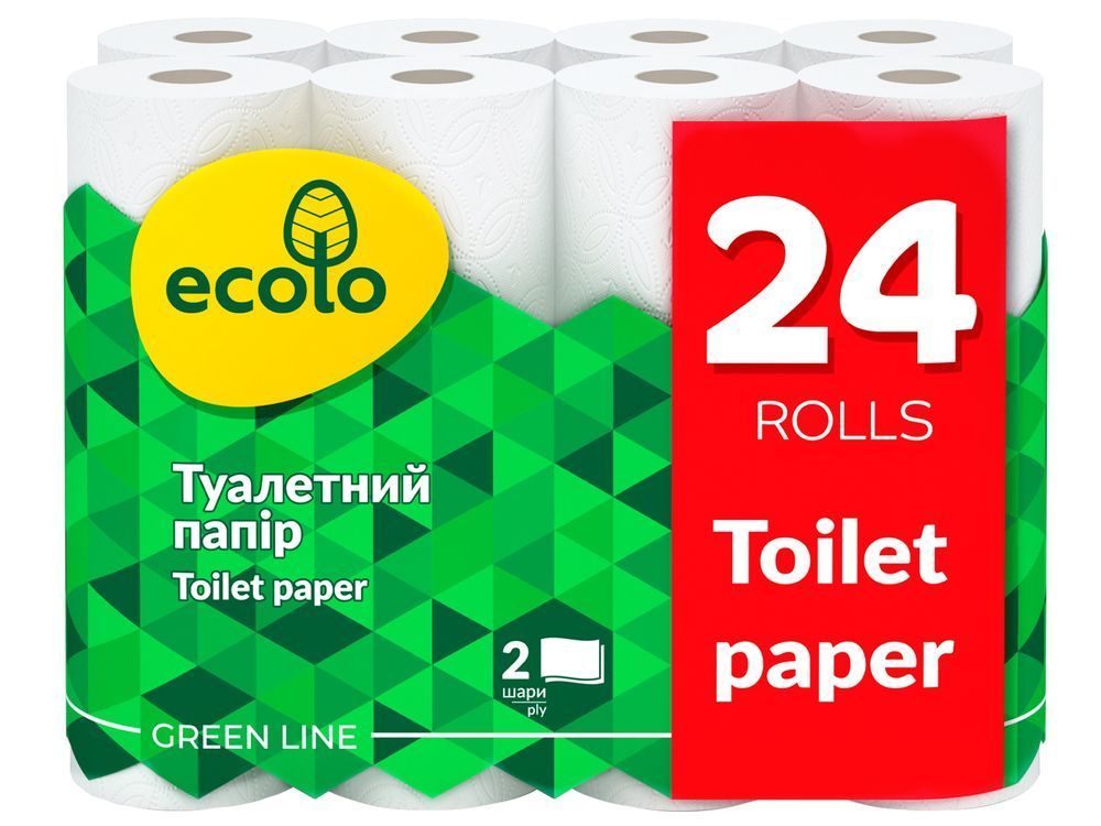 Туалетний папір Ecolo 2 шари, 24 рулони VM-102-009 фото