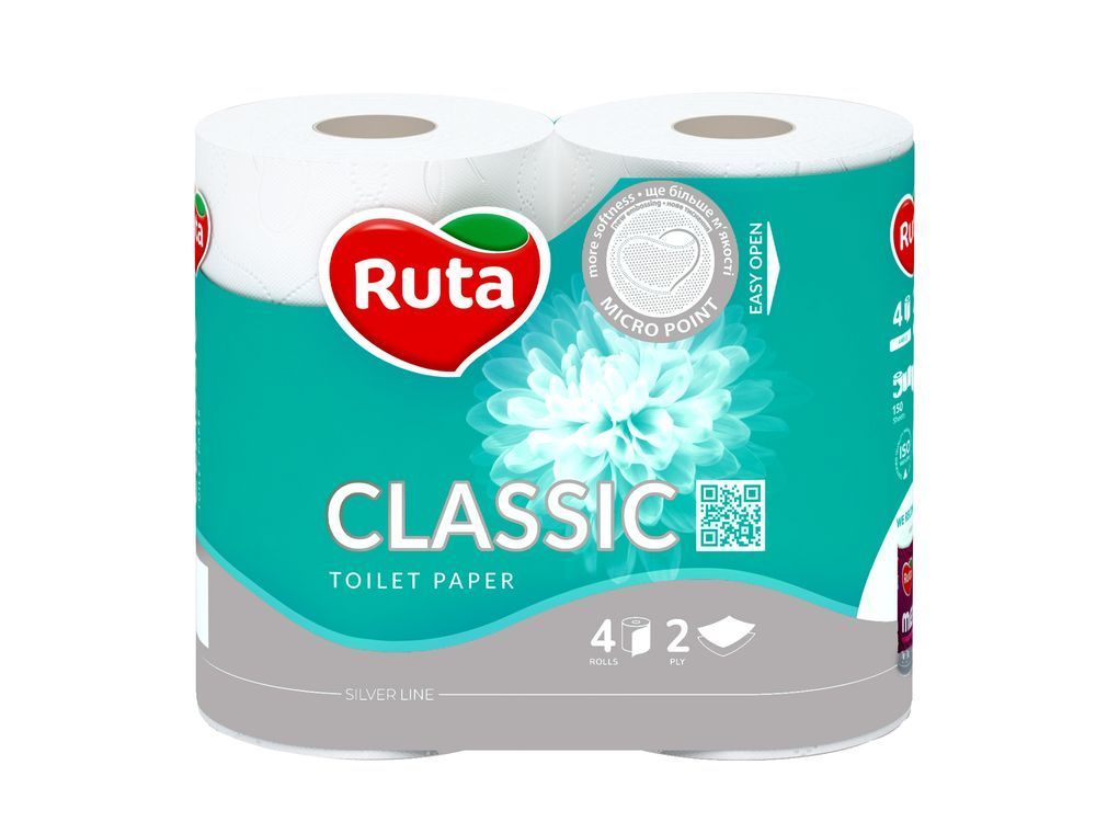 Туалетний папір Ruta Classic 2 шари, 4 рулони VM-102-011 фото