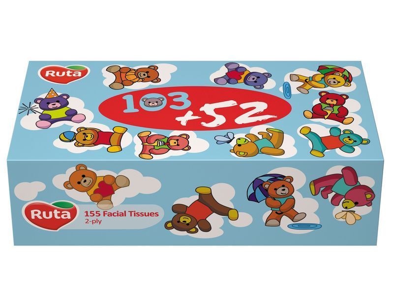 Серветки косметичні Ruta Kids 2 шари, 155 листів, білі, пенал VM-103-025 фото