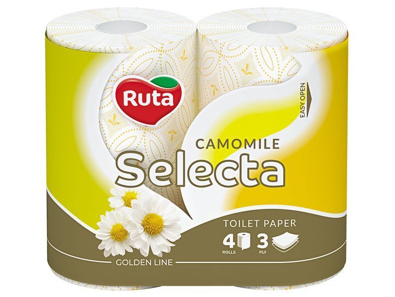 Туалетний папір Ruta Selecta Ромашка 3 шари, 4 рулони, білий VM-102-015 фото
