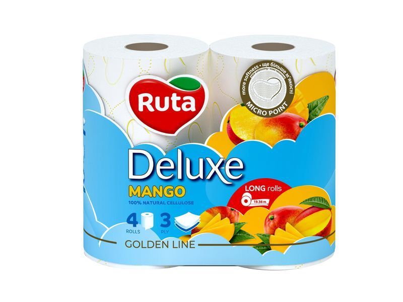 Туалетний папір Ruta Pure White 3 шари, 4 рулони, білий VM-102-018 фото